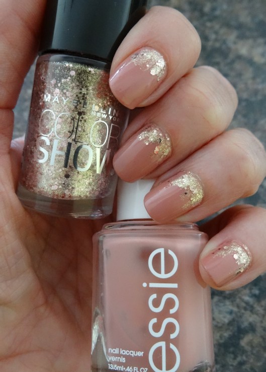 Essie Eternal Optimist wiht Maybeline Color Show in Gilded Rose